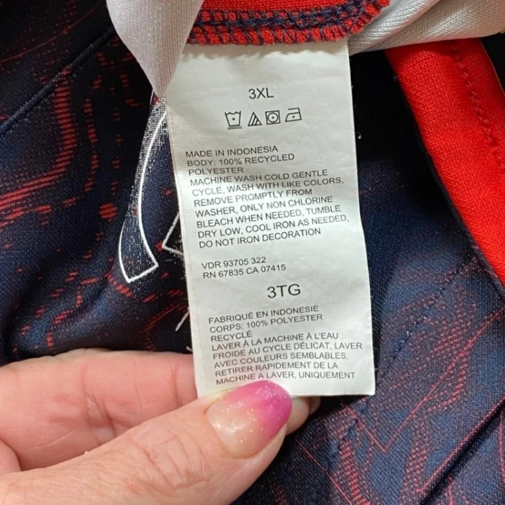 Nautica Competition Track‎ Pants Mens 3XL Navy Blue Red Topographic Print